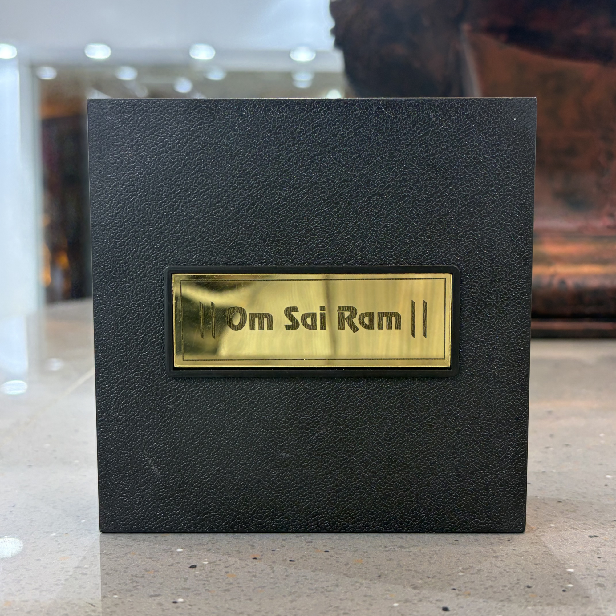 Sai Baba Charan Box – Medium Brown Portable Darshan (4.5 x 4.5 Inch)