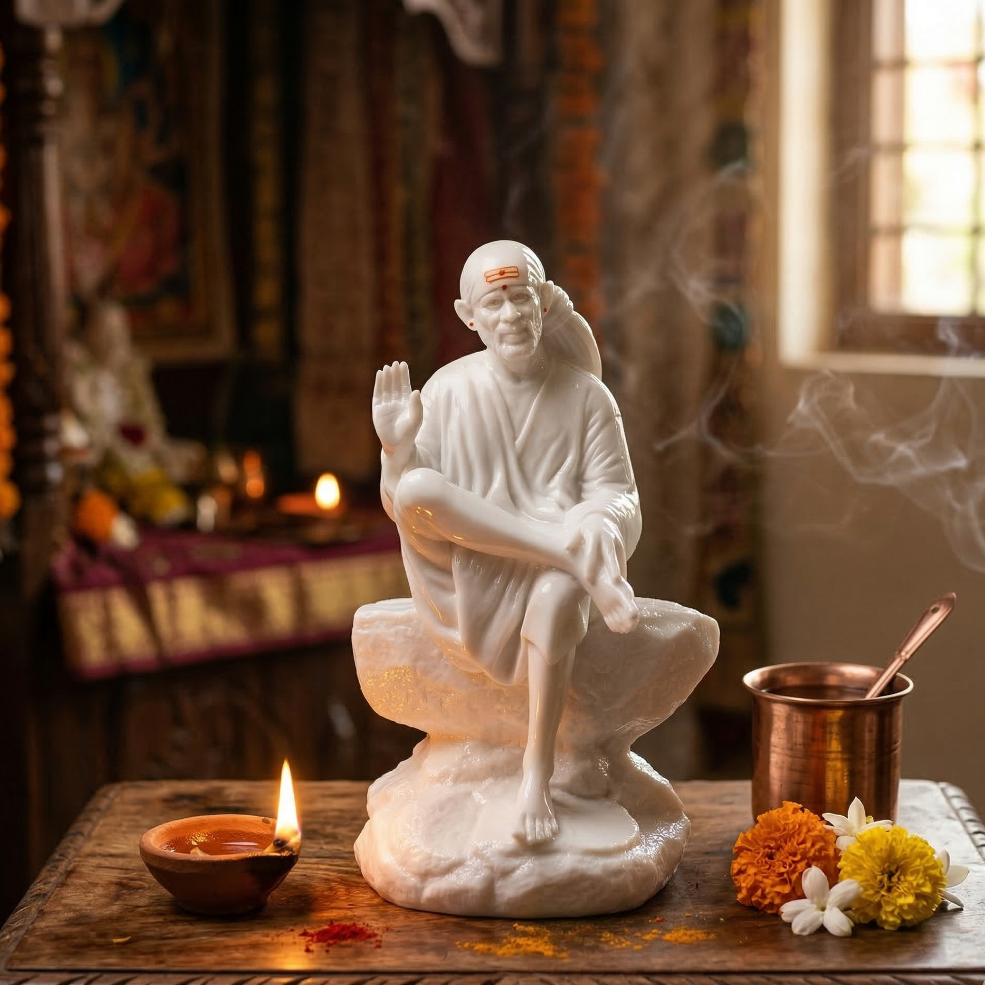 Sai Baba Idol – Stone Shape Base (9 Inch)