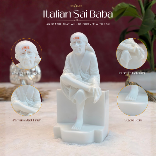 6 Inch Sai Baba Italian Marble Statue | Premium Washable Idol