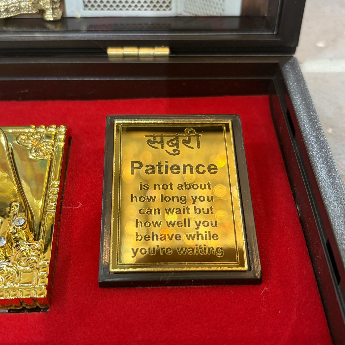Sai Baba Charan Box – Large Brown Portable Darshan (8.5 x 4.5 Inch)