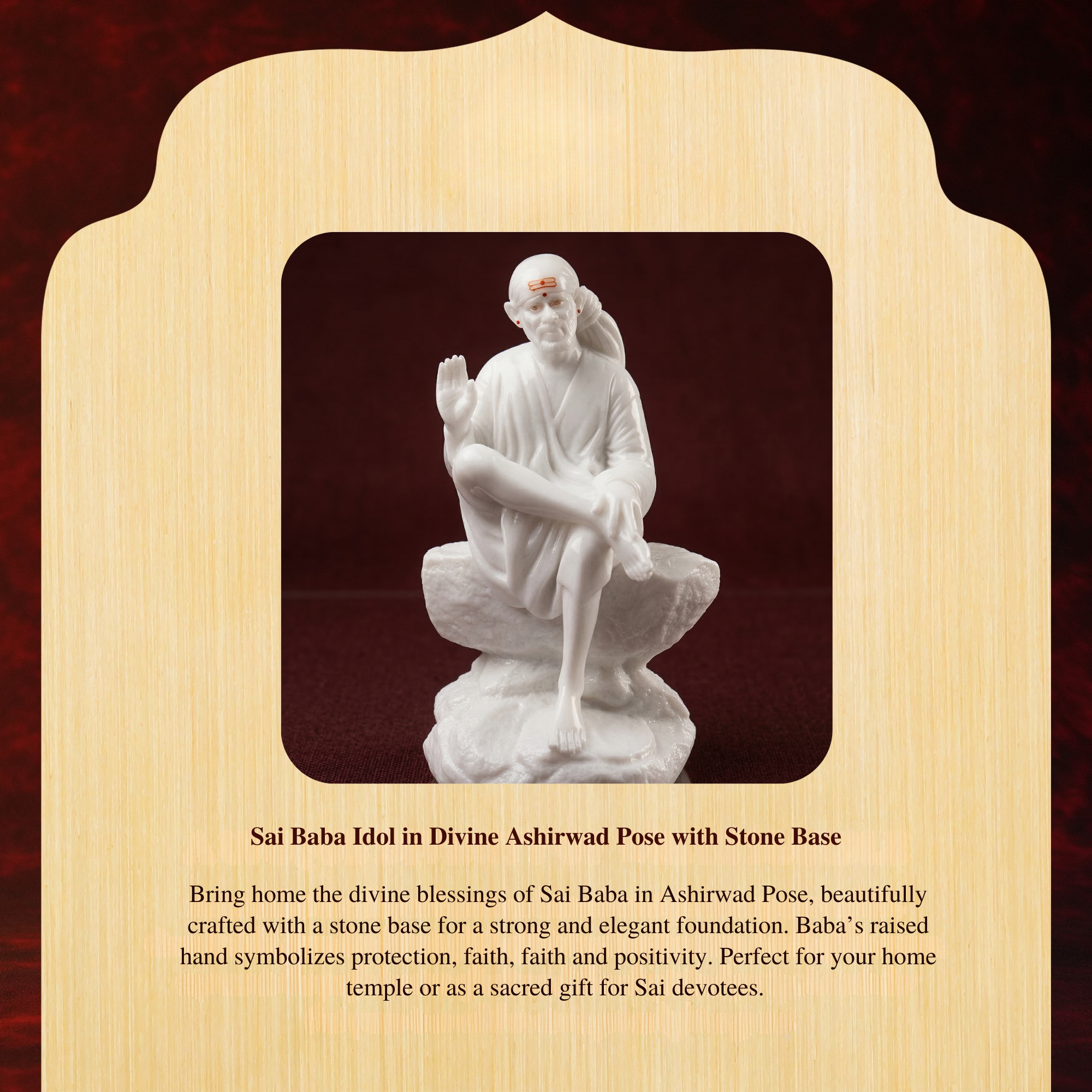 Sai Baba Idol – Stone Shape Base (9 Inch)