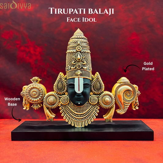 Gold Plated Tirupati Balaji Face Idol | Premium Divine Décor