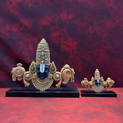 Gold Plated Tirupati Balaji Face Idol | Premium Divine Décor