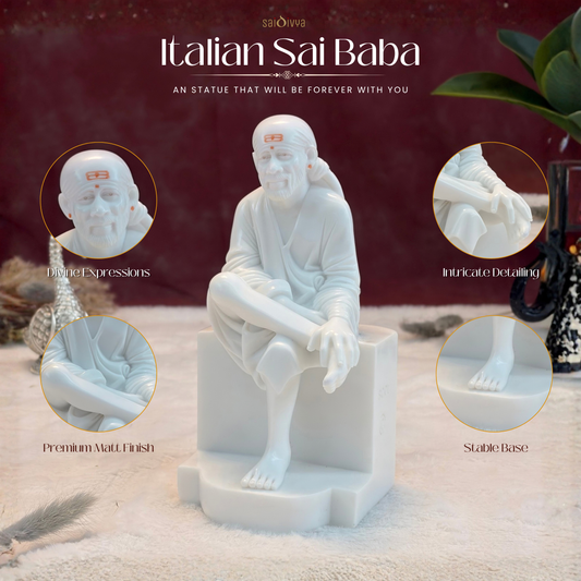 9 Inch Sai Baba Italian Marble Statue | Premium Washable Idol