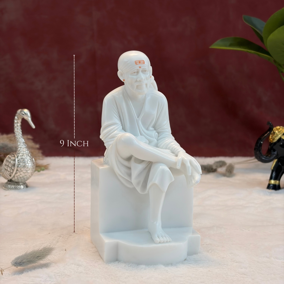 9 Inch Sai Baba Italian Marble Statue | Premium Washable Idol