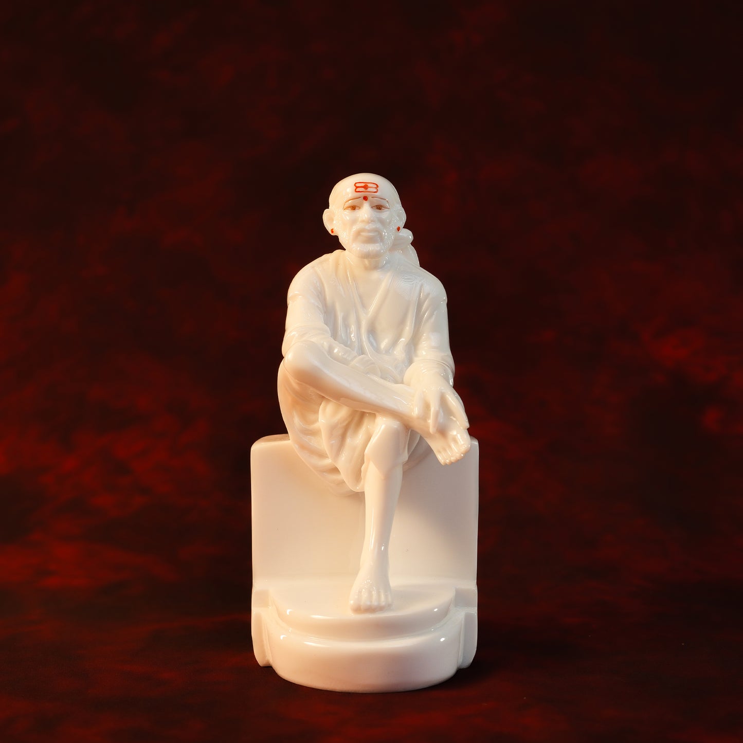 Sai Divya Samadhi Idol – 6 Inch White Glossy Murti | Decorative Statue for Home Mandir & Spiritual Decor