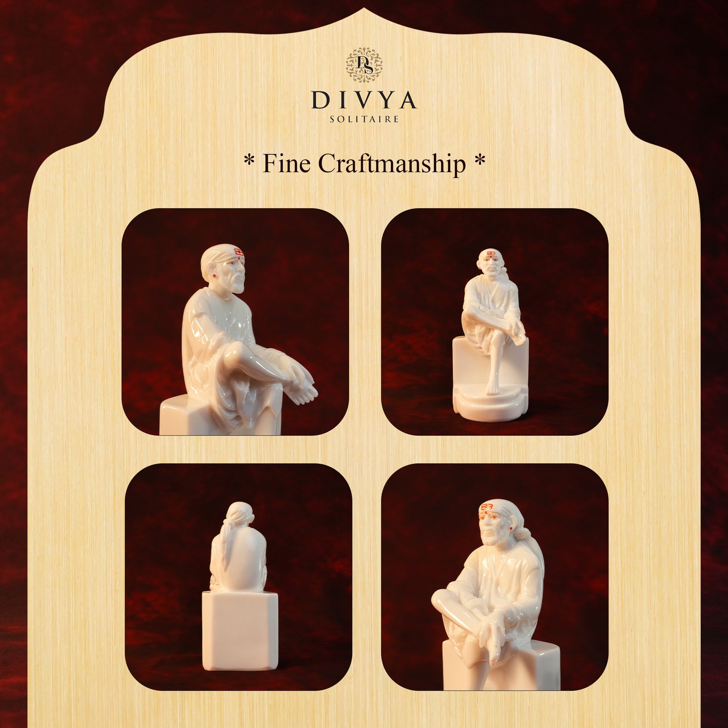 Sai Divya Samadhi Idol – 6 Inch White Glossy Murti | Decorative Statue for Home Mandir & Spiritual Decor