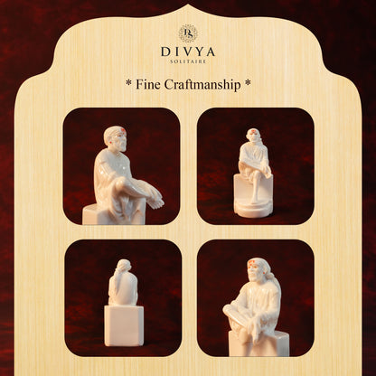 Sai Divya Samadhi Idol – 6 Inch White Glossy Murti | Decorative Statue for Home Mandir & Spiritual Decor