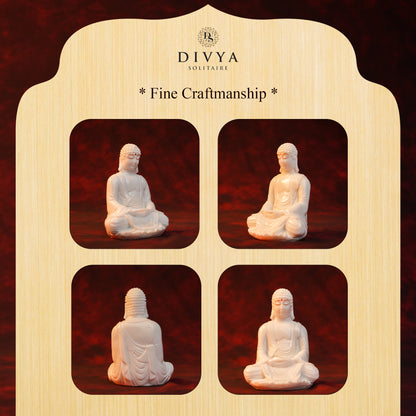 Dhyan Buddha Idol – Plain White Glossy Finish (4 Inch)