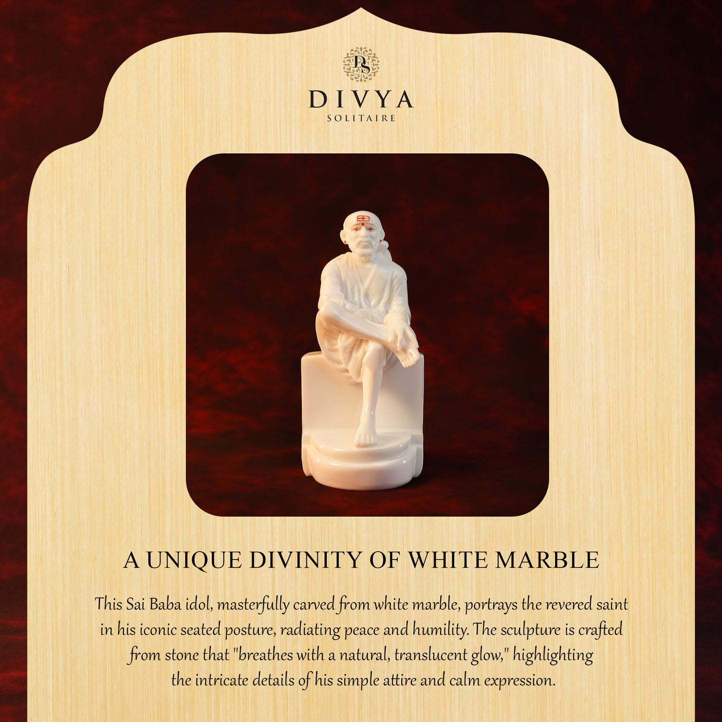Sai Divya Samadhi Idol – 6 Inch White Glossy Murti | Decorative Statue for Home Mandir & Spiritual Decor