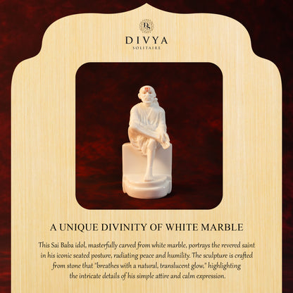Sai Divya Samadhi Idol – 6 Inch White Glossy Murti | Decorative Statue for Home Mandir & Spiritual Decor