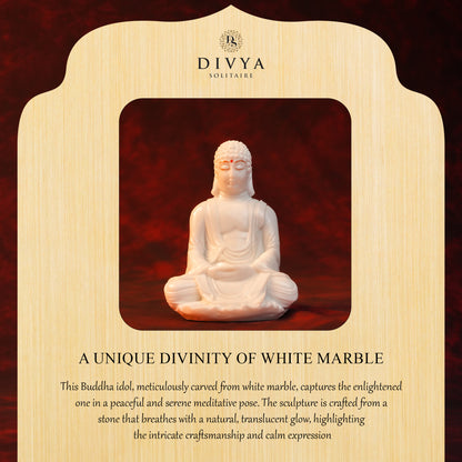 Dhyan Buddha Idol – Plain White Glossy Finish (4 Inch)