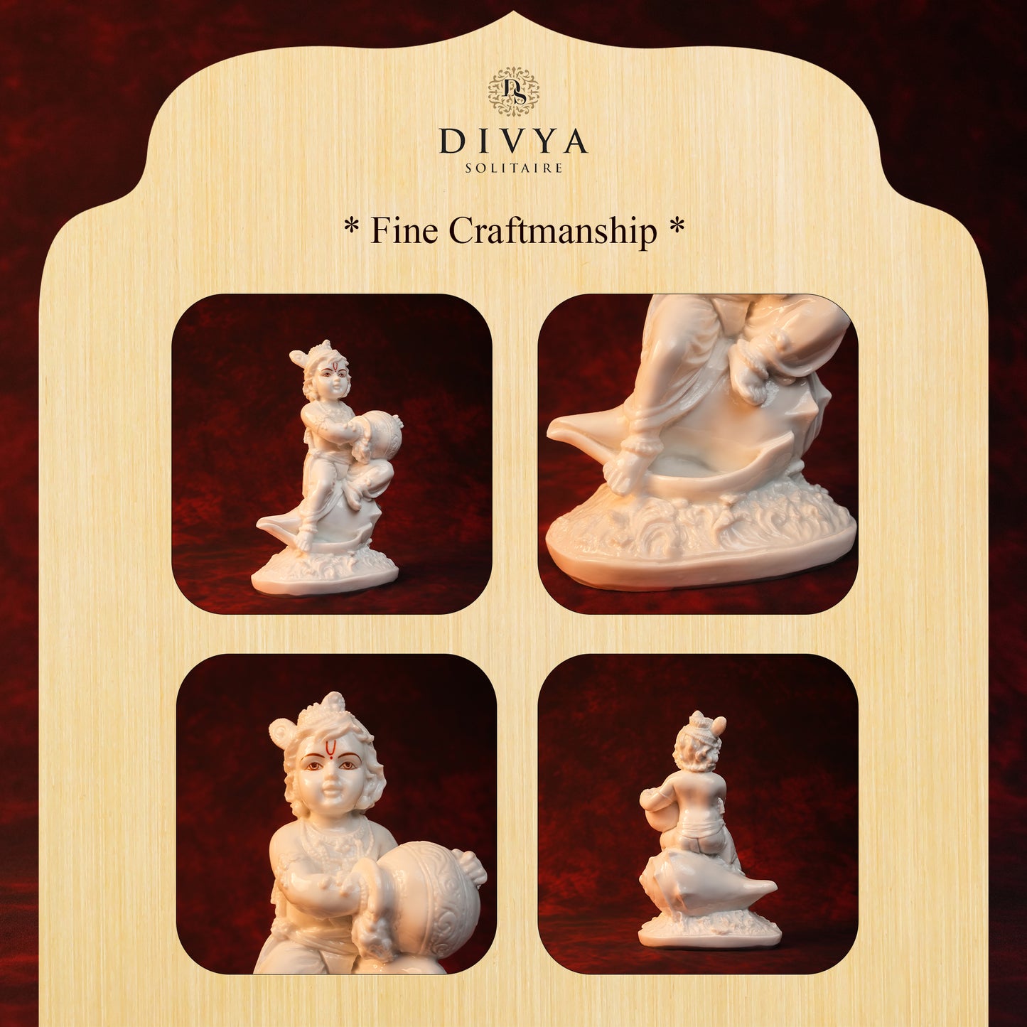 Bal Krishna on Shankh Idol – White Glossy Finish (10 Inch)
