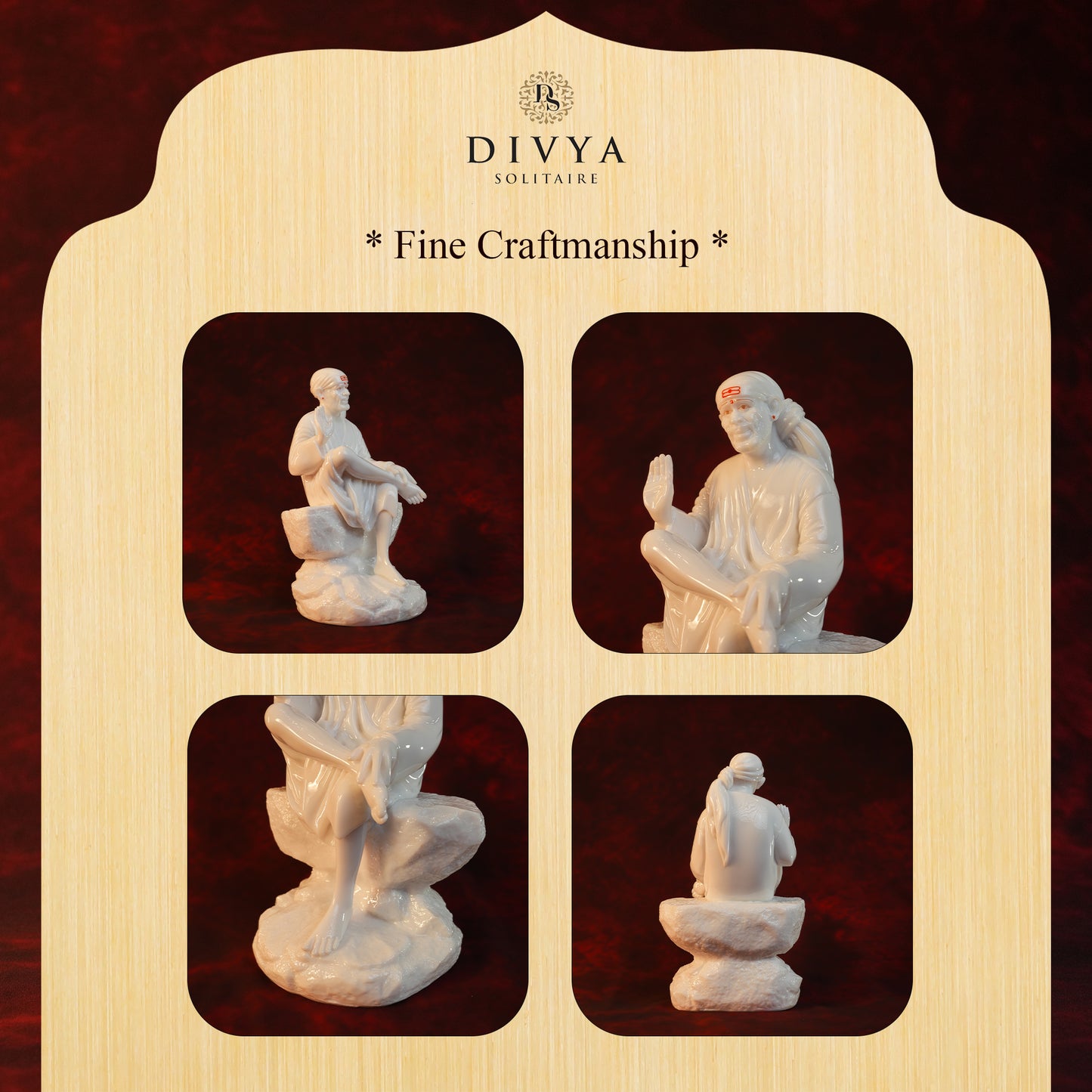 Sai Baba Samadhi Ashirwad Pose Idol – White Glossy Stone Base (10 Inch)