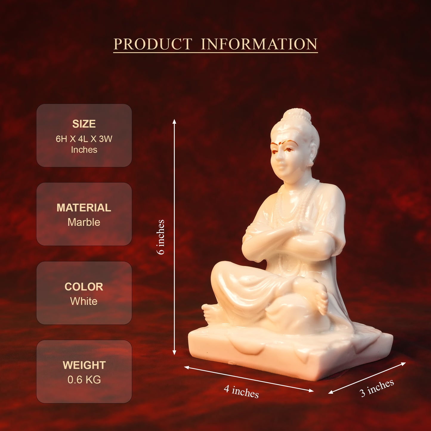 Sripada Shrivallabha Idol – White Glossy Finish (6 Inch)