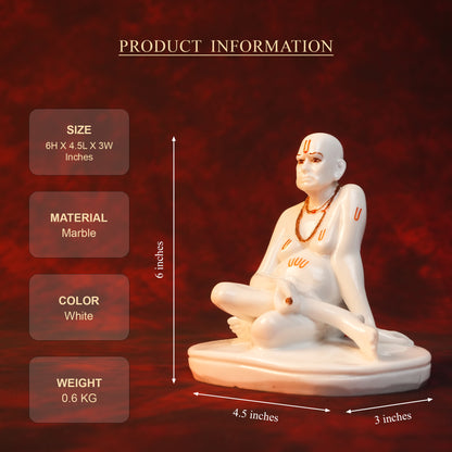 Swami Samarth Idol – White Glossy Finish (6 Inch)