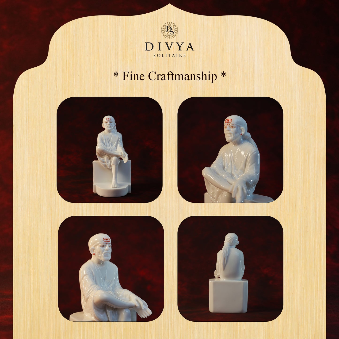 Sai Divya Samadhi Idol – 7.5 Inch White Glossy Marble Finish | Premium Murti for Home Mandir & Spiritual Decor