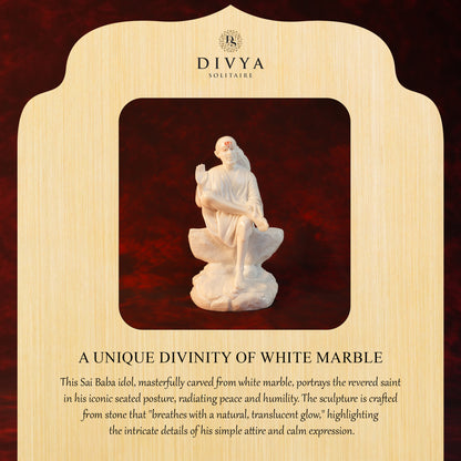 Sai Baba Samadhi Ashirwad Pose Idol – White Glossy Stone Base (10 Inch)
