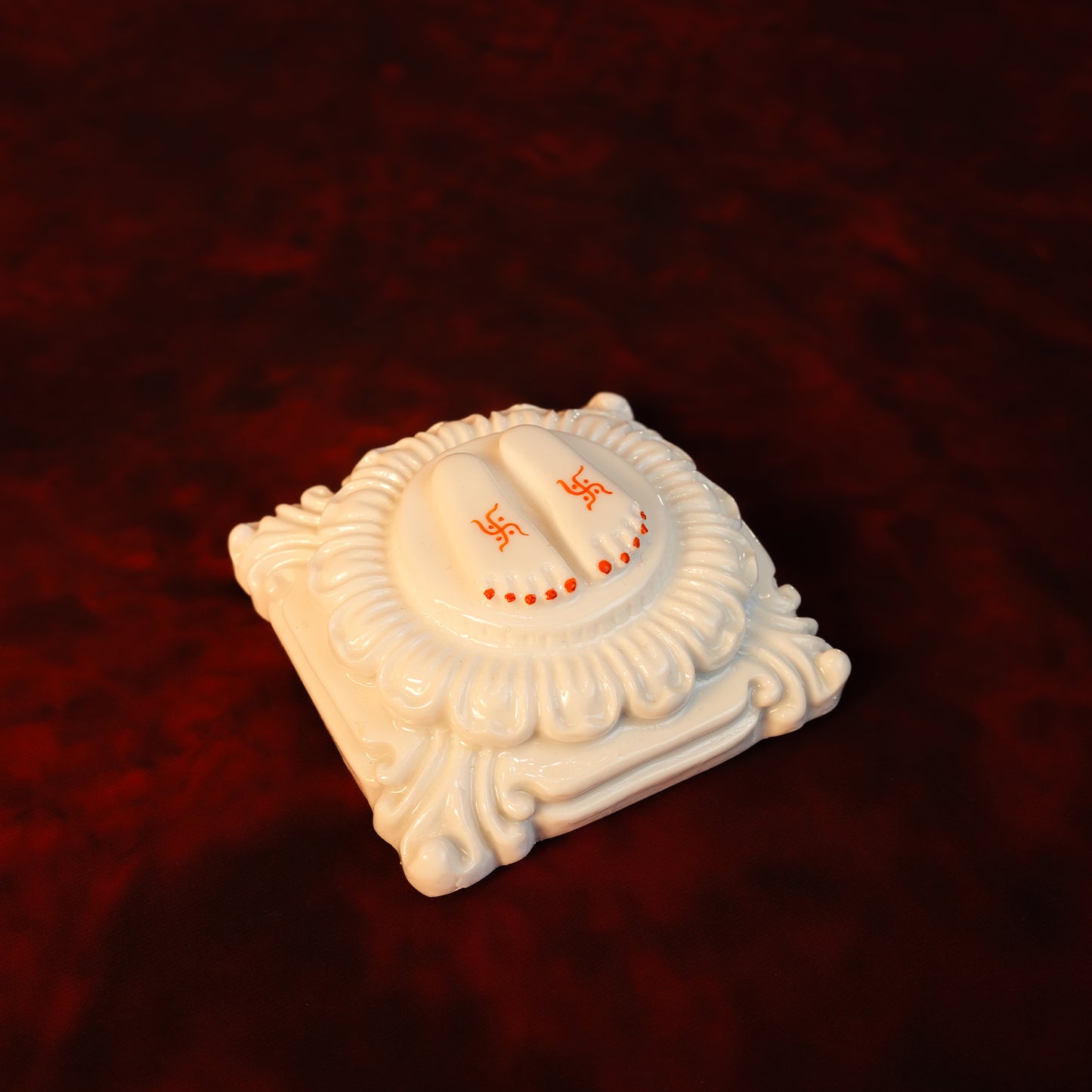Sai Divya Sai Charan Paduka – 3.5 Inch White Marble Finish | Spiritual Charan for Home Mandir & पूजा