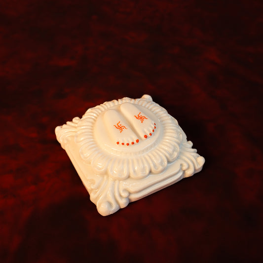 Sai Divya Sai Charan Paduka – 3.5 Inch White Marble Finish | Spiritual Charan for Home Mandir & पूजा