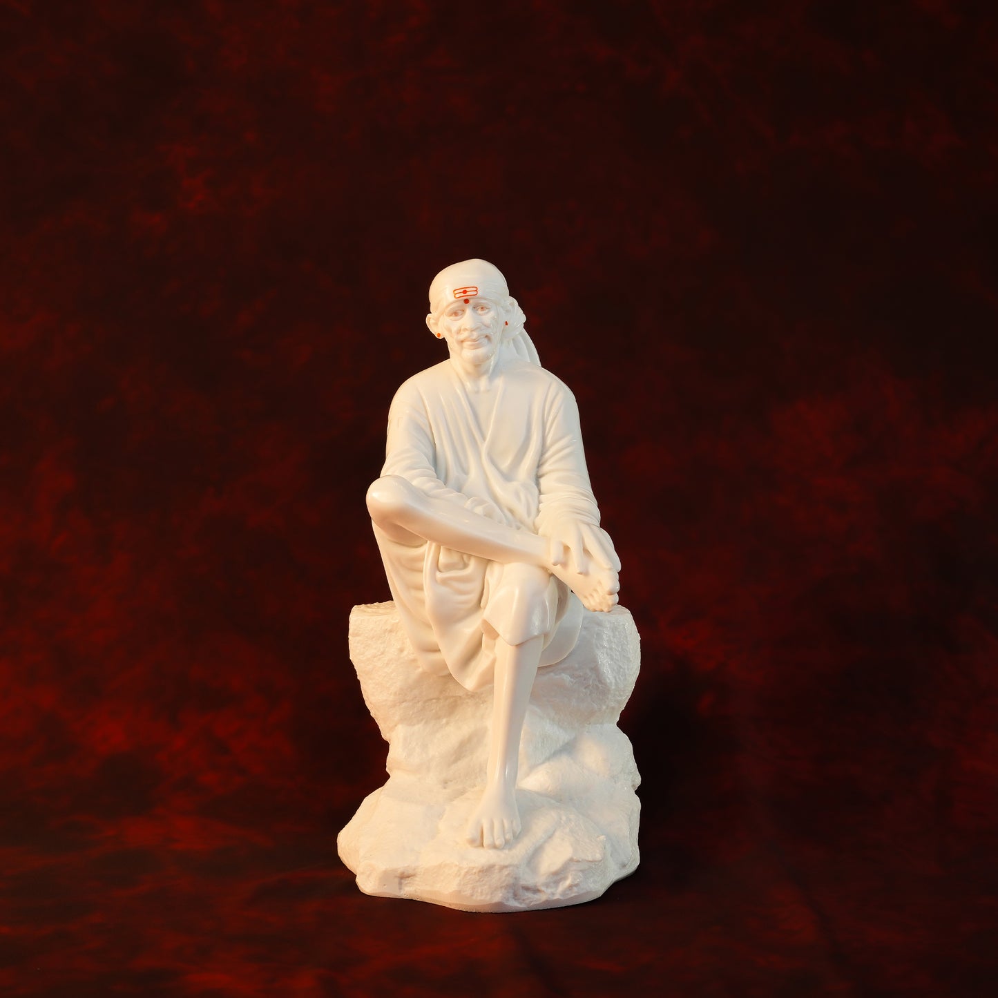 Sai Baba Samadhi Idol – White Glossy Stone Base (12 Inch)