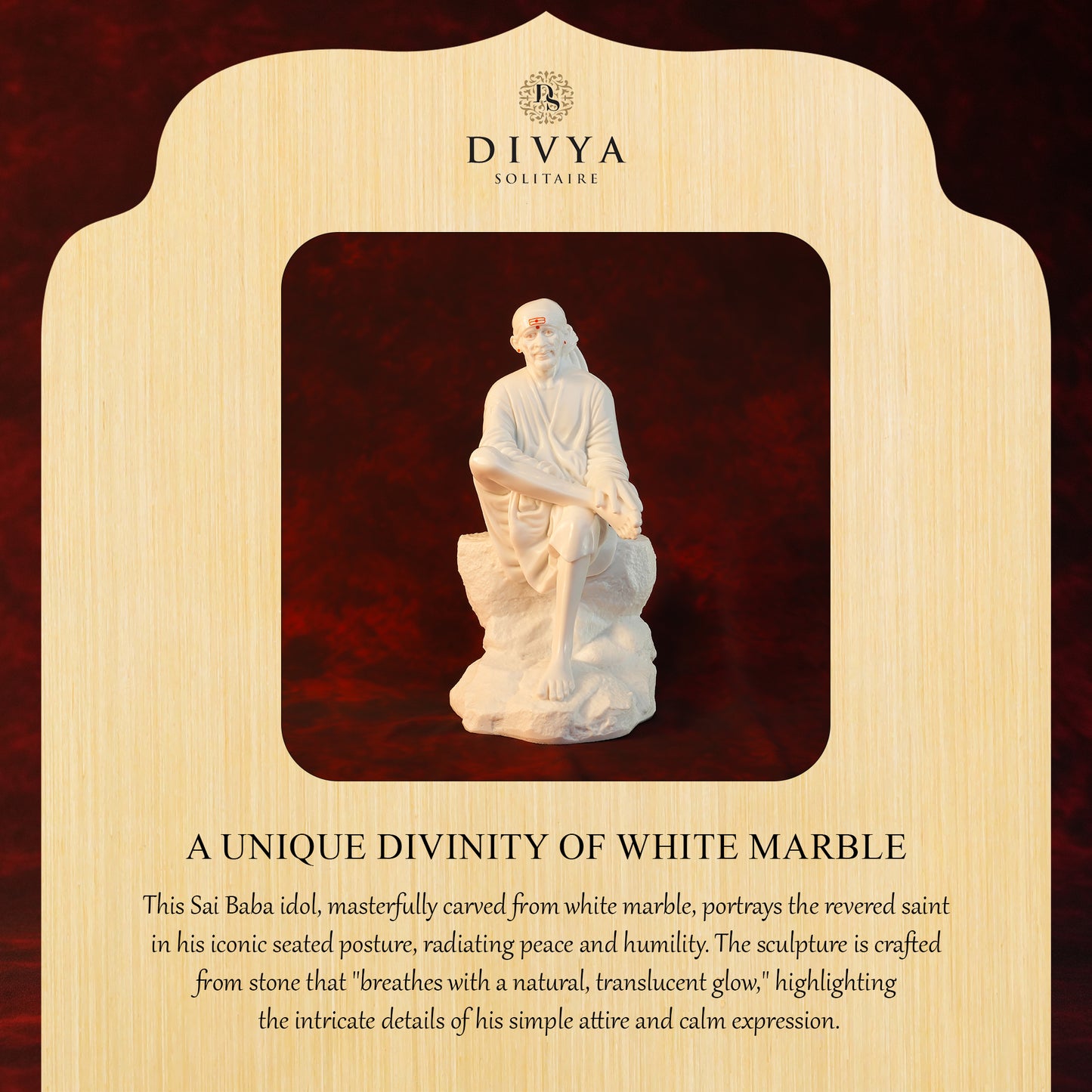 Sai Baba Samadhi Idol – White Glossy Stone Base (12 Inch)