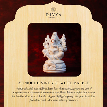 Sarvasiddhi Ganesha Idol – White Glossy Finish (6 Inch)
