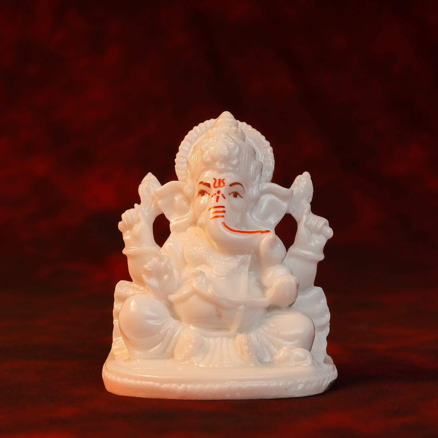 Mini Ganesha Idol – White Glossy Finish (2.5 Inch)