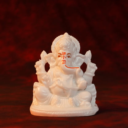 Mini Ganesha Idol – White Glossy Finish (2.5 Inch)