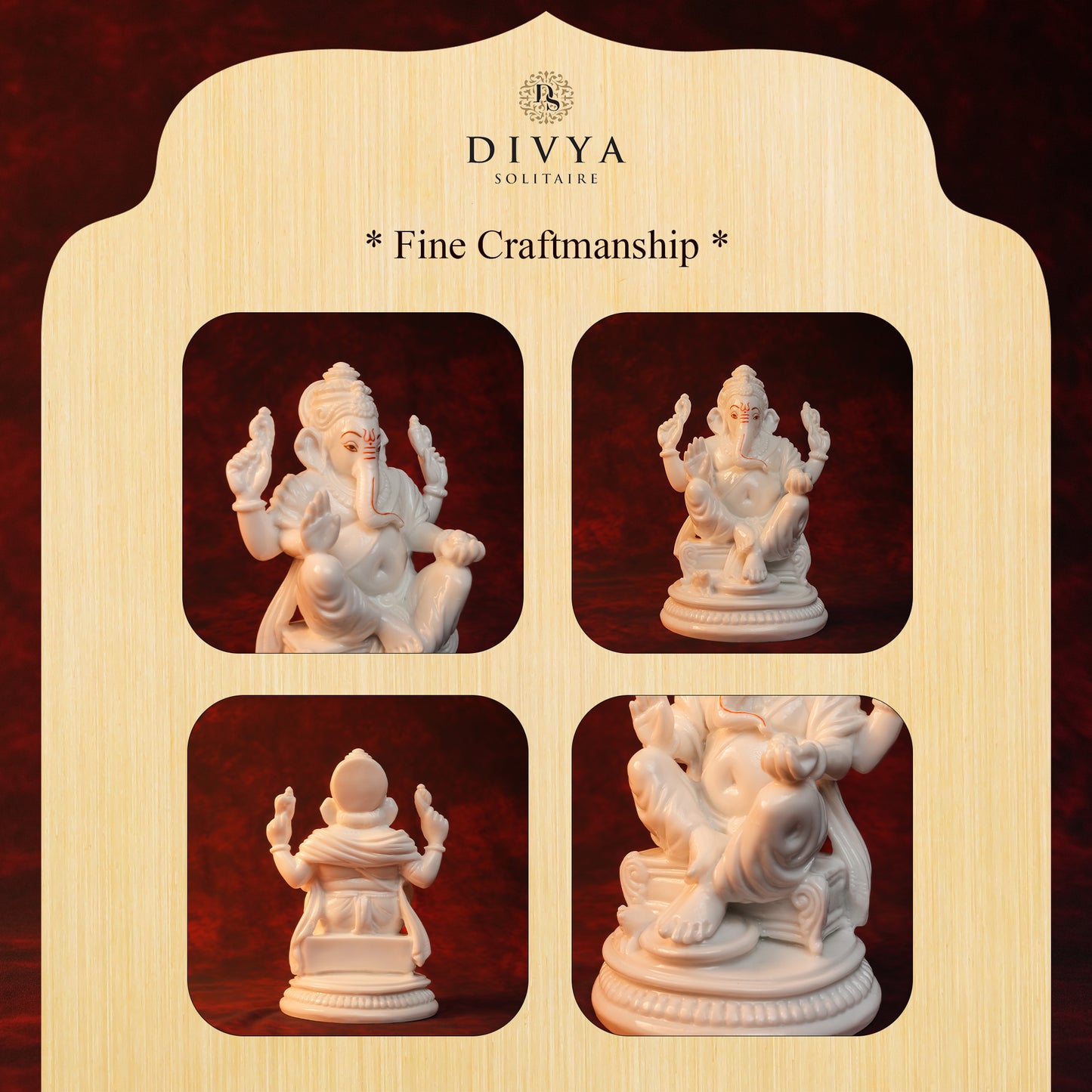 Ganpati Rajadhiraj Idol – White Glossy Finish (8.5 Inch)