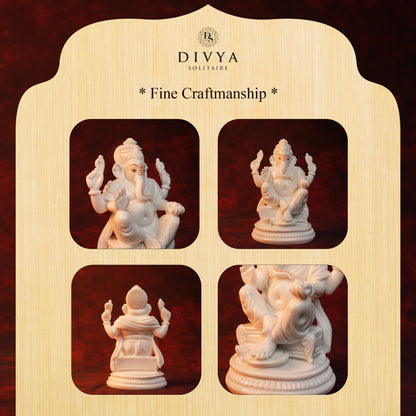 Ganpati Rajadhiraj Idol – White Glossy Finish (8.5 Inch)