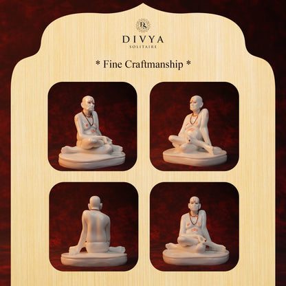 Swami Samarth Idol – White Glossy Marble Finish (8 Inch)