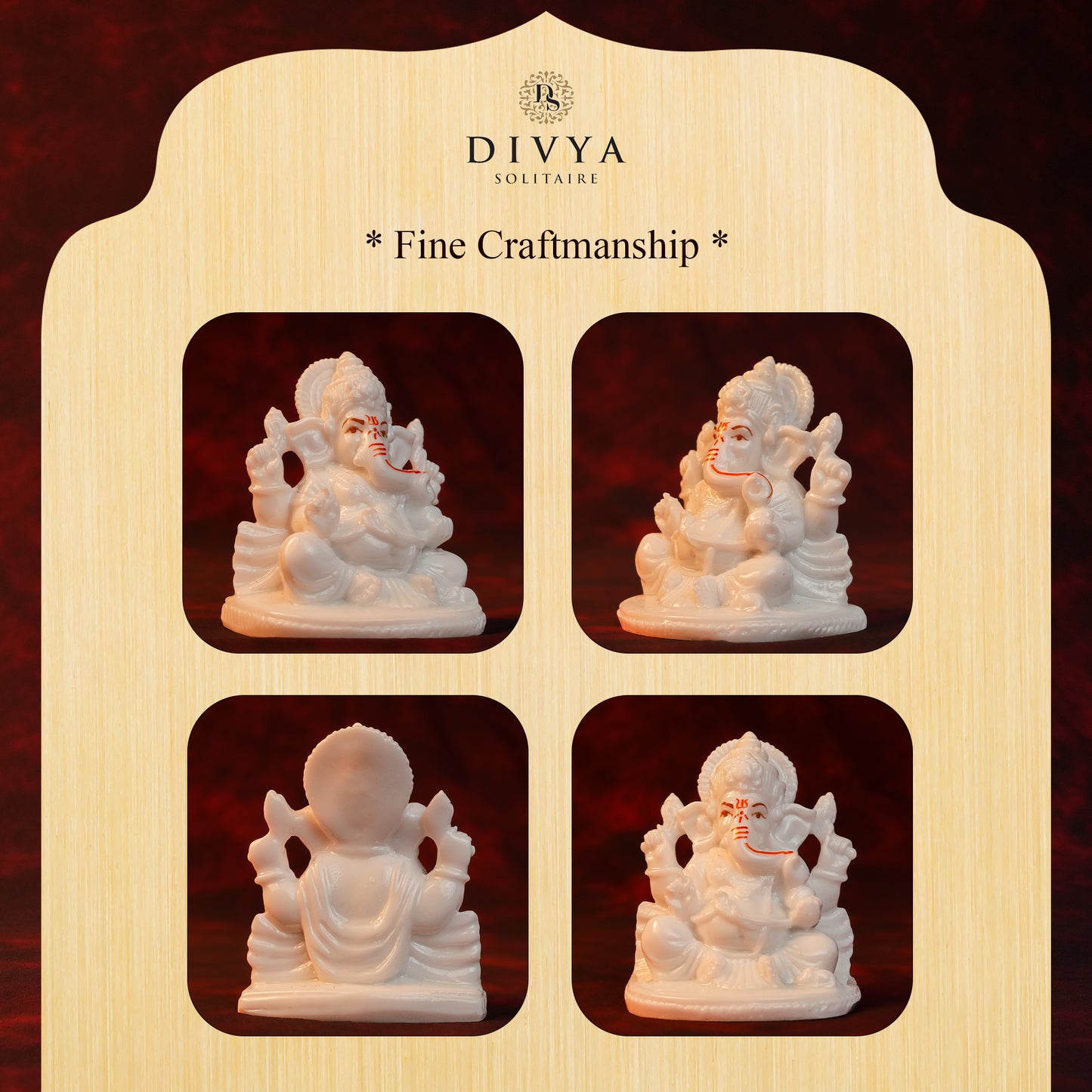 Mini Ganesha Idol – White Glossy Finish (2.5 Inch)