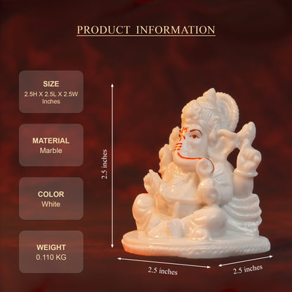Mini Ganesha Idol – White Glossy Finish (2.5 Inch)