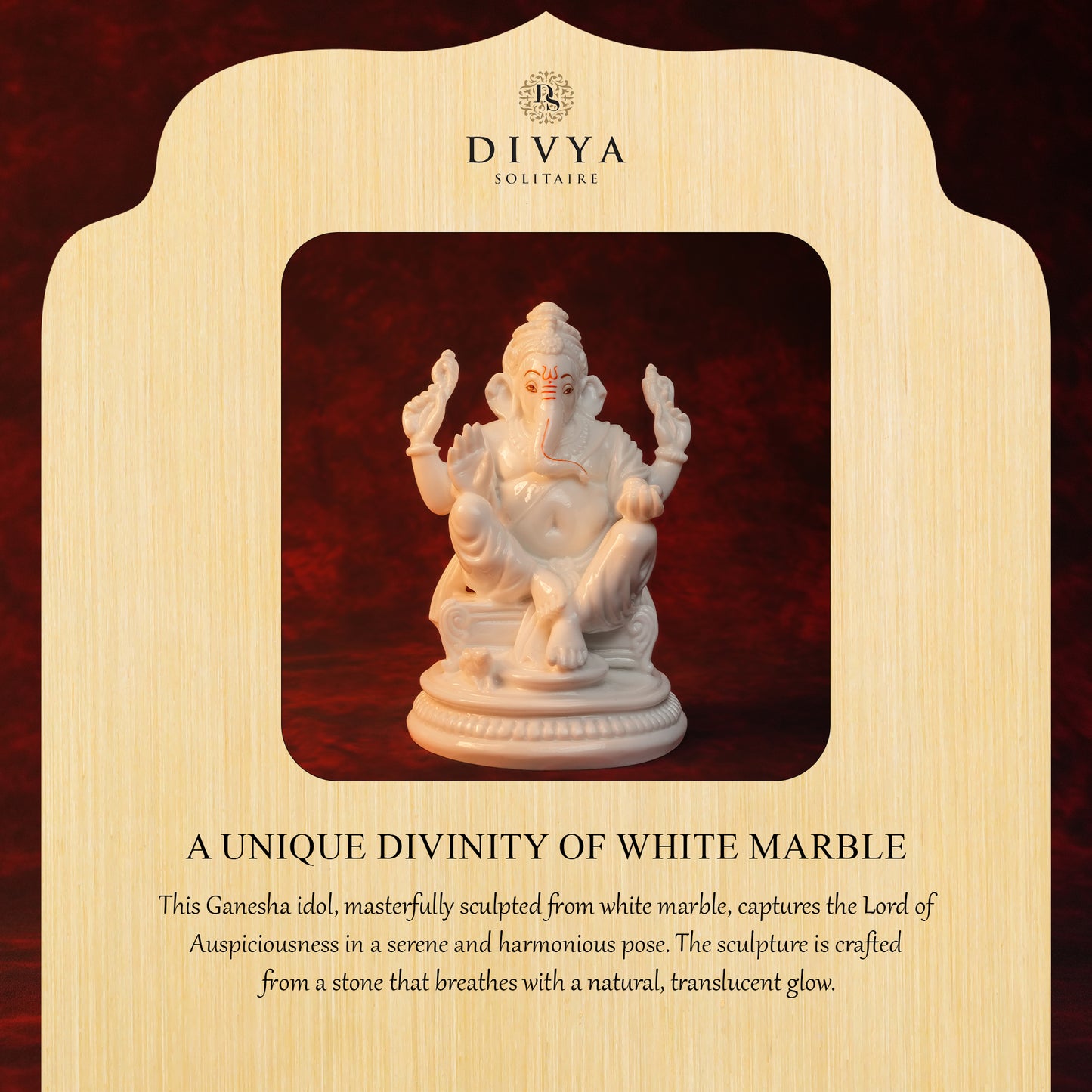Ganpati Rajadhiraj Idol – White Glossy Finish (8.5 Inch)