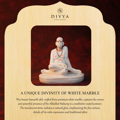 Swami Samarth Idol – White Glossy Marble Finish (8 Inch)
