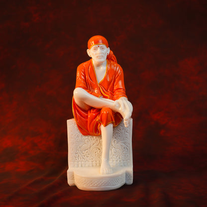 Sai Baba Samadhi Idol – Orange Robe Designer Edition (10 Inch)