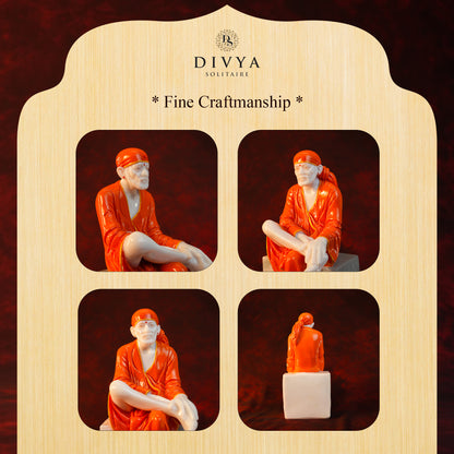 Sai Baba Samadhi Idol – Orange Robe Designer Edition (10 Inch)