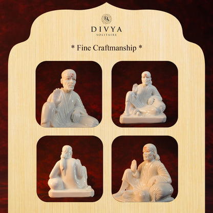 Sai Baba Dwarkamai Ashirwad Pose Idol – Glossy Marble Finish (10 Inch)