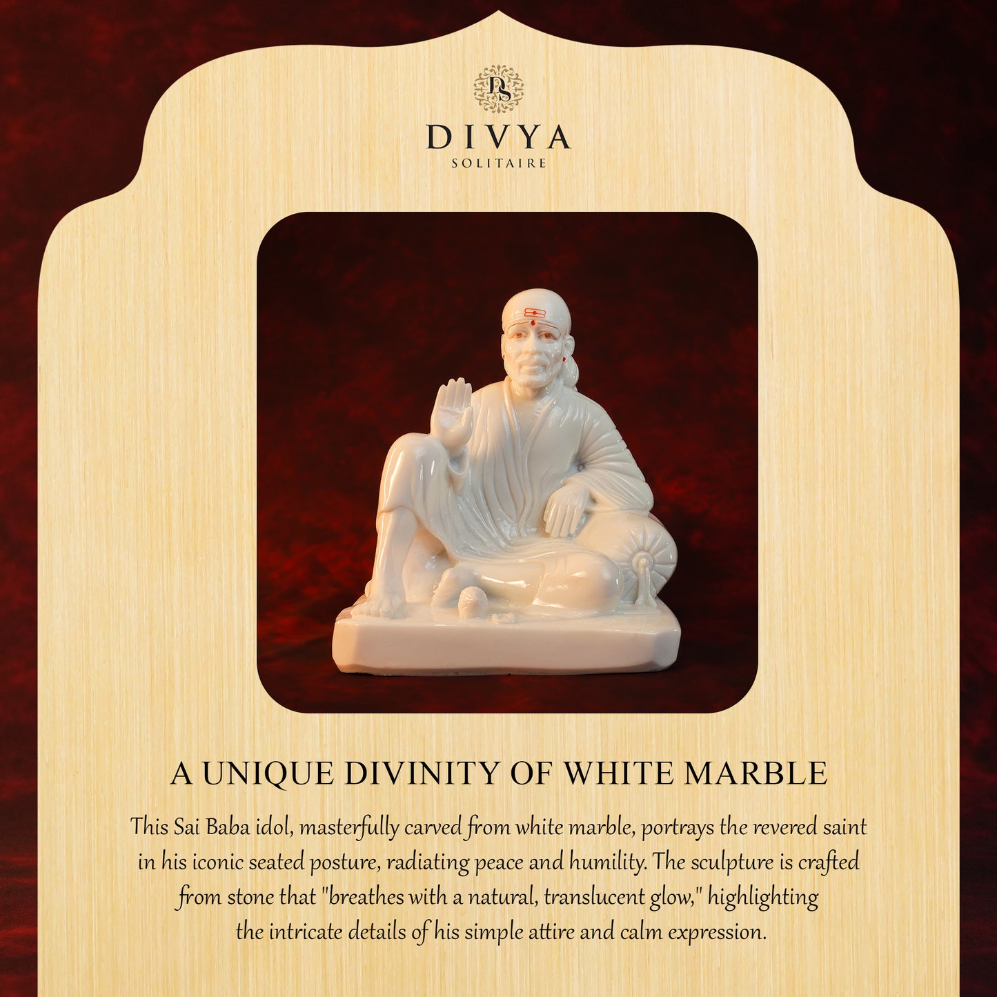 Sai Baba Dwarkamai Ashirwad Pose Idol – Glossy Marble Finish (10 Inch)