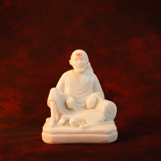 Sai Divya Dwarkamai Idol – 7 Inch White Marble Finish Murti | Premium Statue for Home Mandir & Spiritual Decor