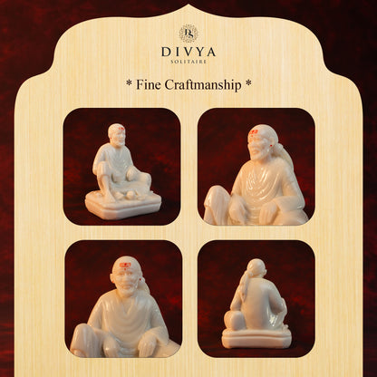 Sai Divya Dwarkamai Idol – 7 Inch White Marble Finish Murti | Premium Statue for Home Mandir & Spiritual Decor