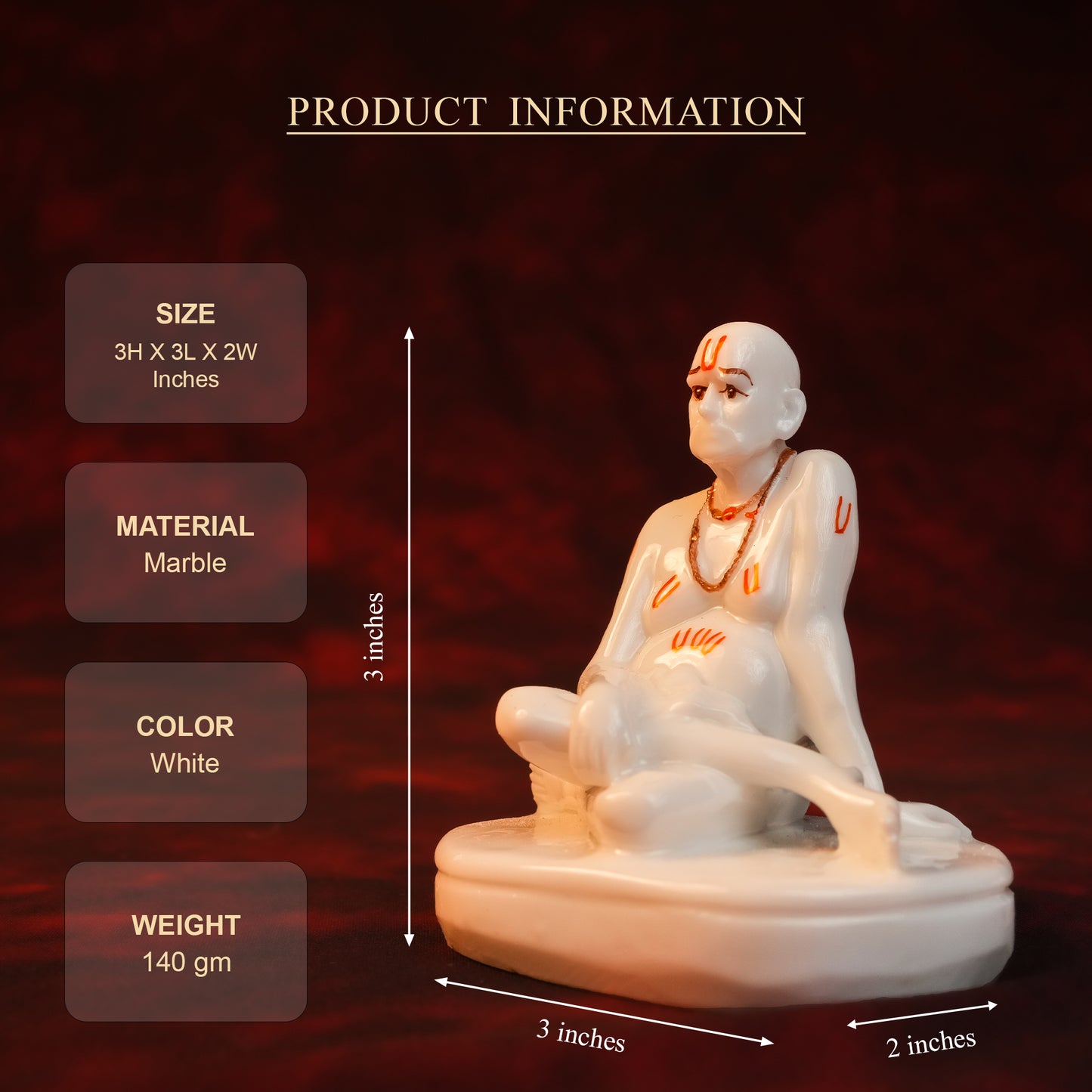 Swami Samarth Idol – White Glossy Finish (3 Inch)