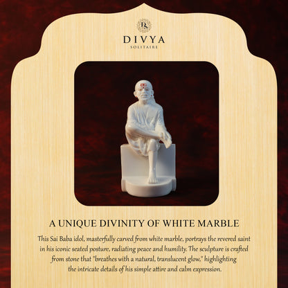 Sai Divya Samadhi Idol – 7.5 Inch White Glossy Marble Finish | Premium Murti for Home Mandir & Spiritual Decor