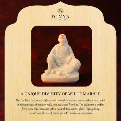 Sai Divya Dwarkamai Idol – 4.5 Inch Murti, Plain White Glossy Finish | Decorative Statue for Home Mandir & Office