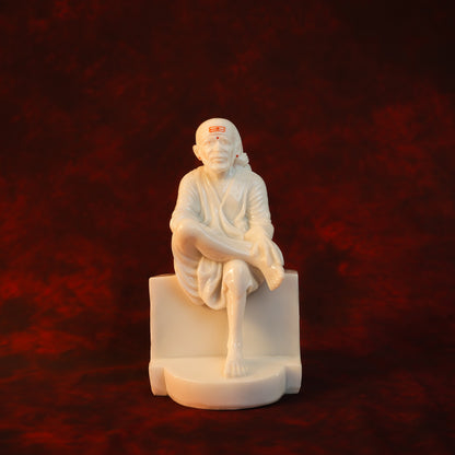 Sai Baba Plain Samadhi Idol – White Glossy Finish (9 Inch)