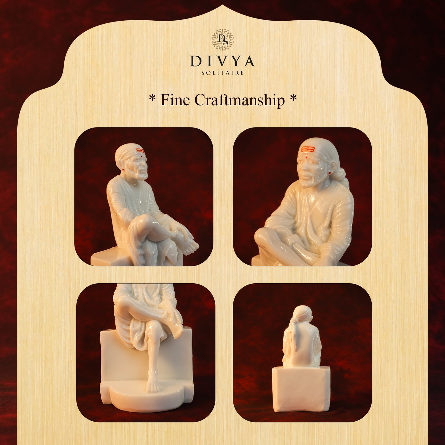 Sai Baba Plain Samadhi Idol – White Glossy Finish (9 Inch)