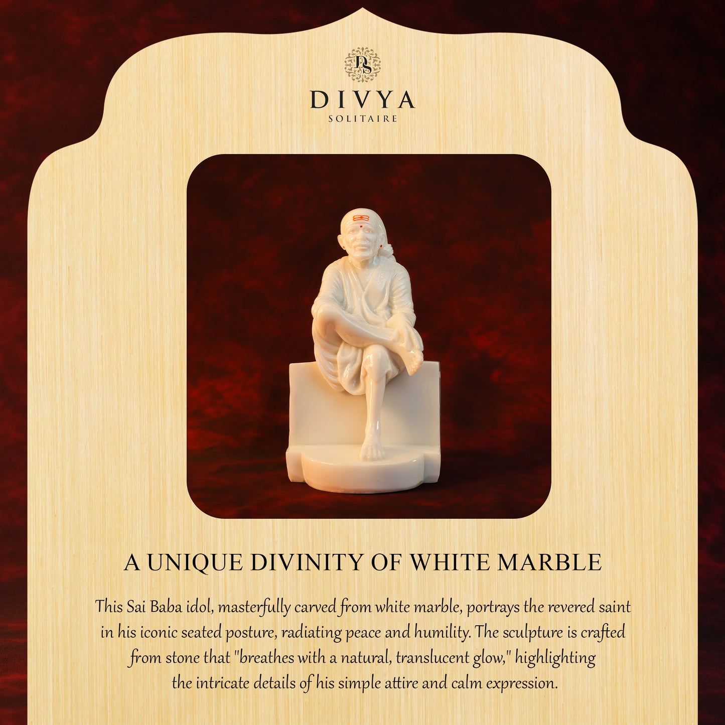 Sai Baba Plain Samadhi Idol – White Glossy Finish (9 Inch)