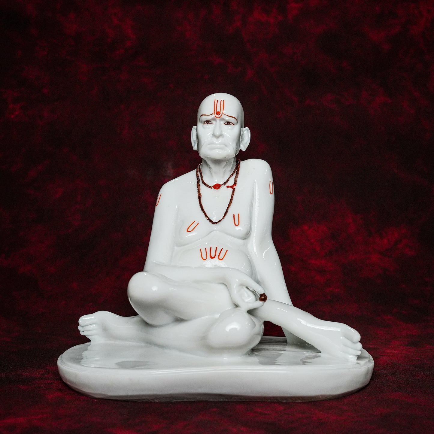 Swami Samarth Idol – White Glossy Marble Finish (12 Inch)