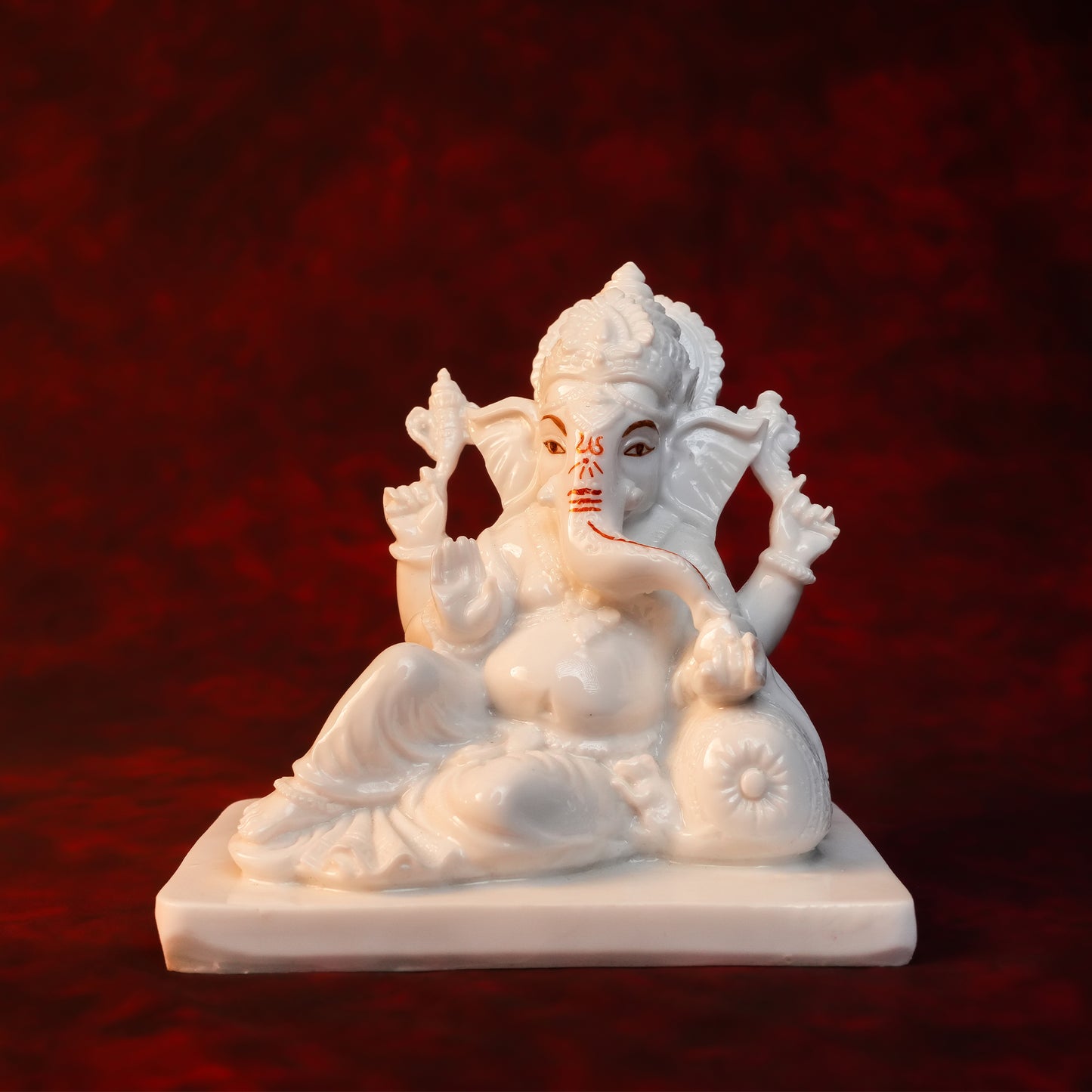 Sleeping Ganesha Idol – White Glossy Finish (5.5 Inch)